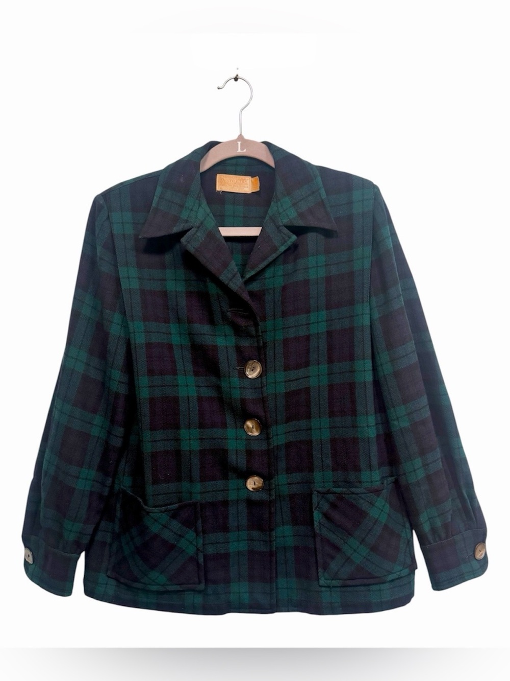 Vintage 1950’s Pendleton 49er plaid blue & green pure virgin wool jacket, Large